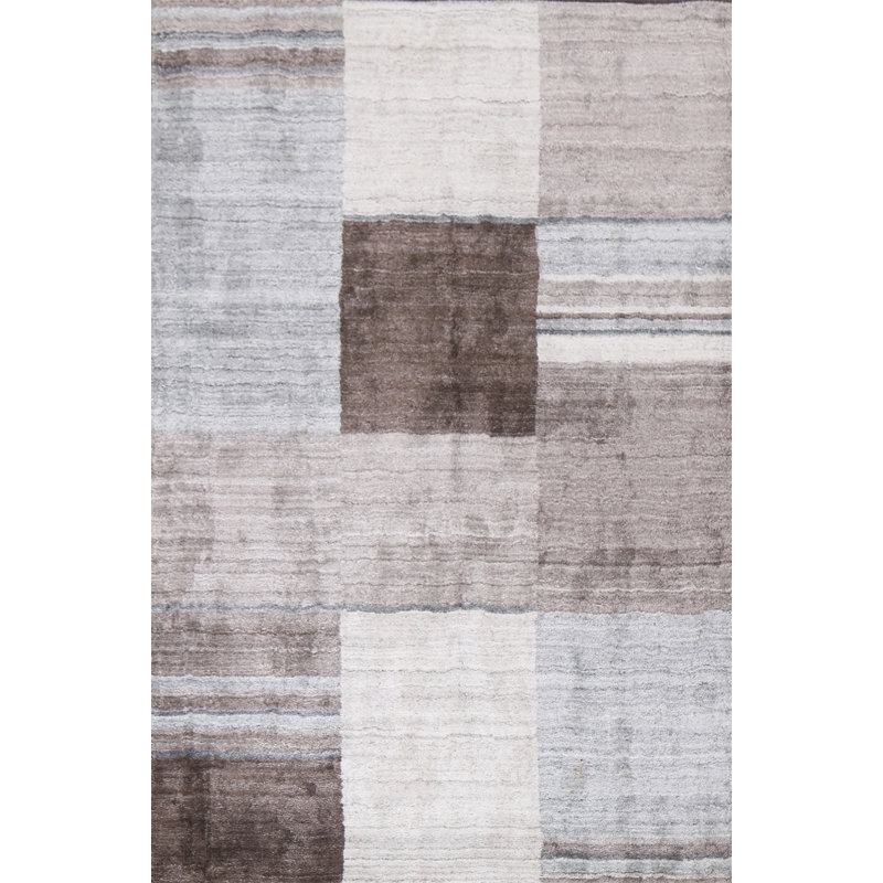 Tapis en laine à carreaux Gabbeh noué à la main 5 x 7