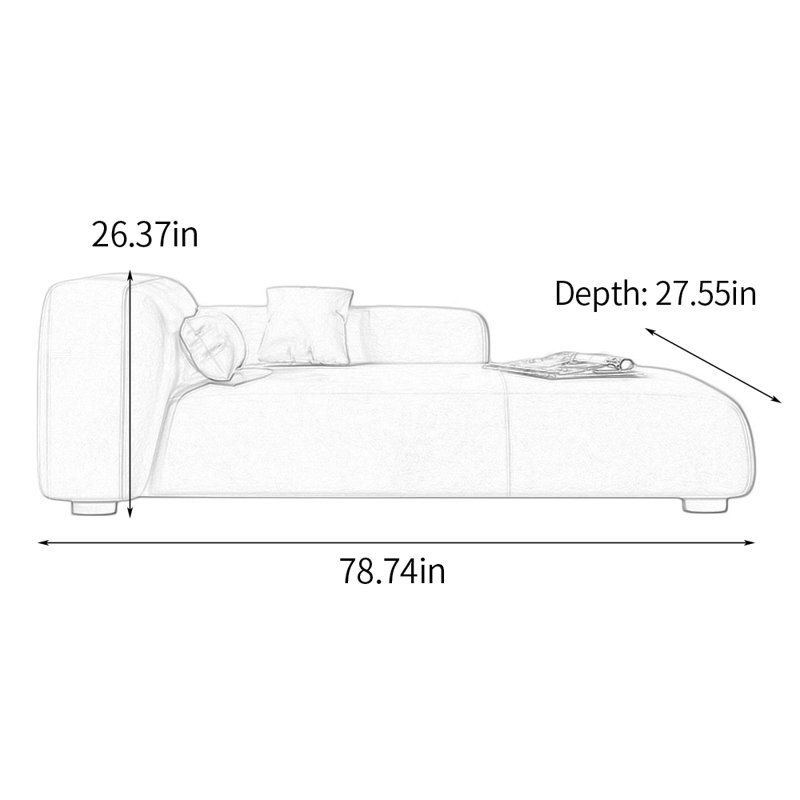 Méridiennes intérieures luxueuses à assise large Light, Similicuir beige, Chaise longue à accoudoir gauche