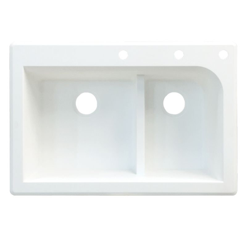 Évier de cuisine à double cuves l 33 po x l 22 po Radius, Blanc