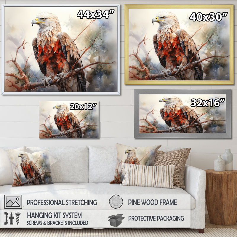 Prismatic Majestic Bold Eagle II sur impression sur toile, Cadre doré simple, H 34 po x l 44 po x P 1,5 po