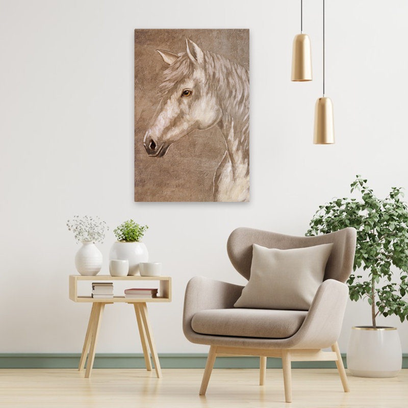 Perle - art contemporain d'étalon blanc, H 36 po x l 24 po