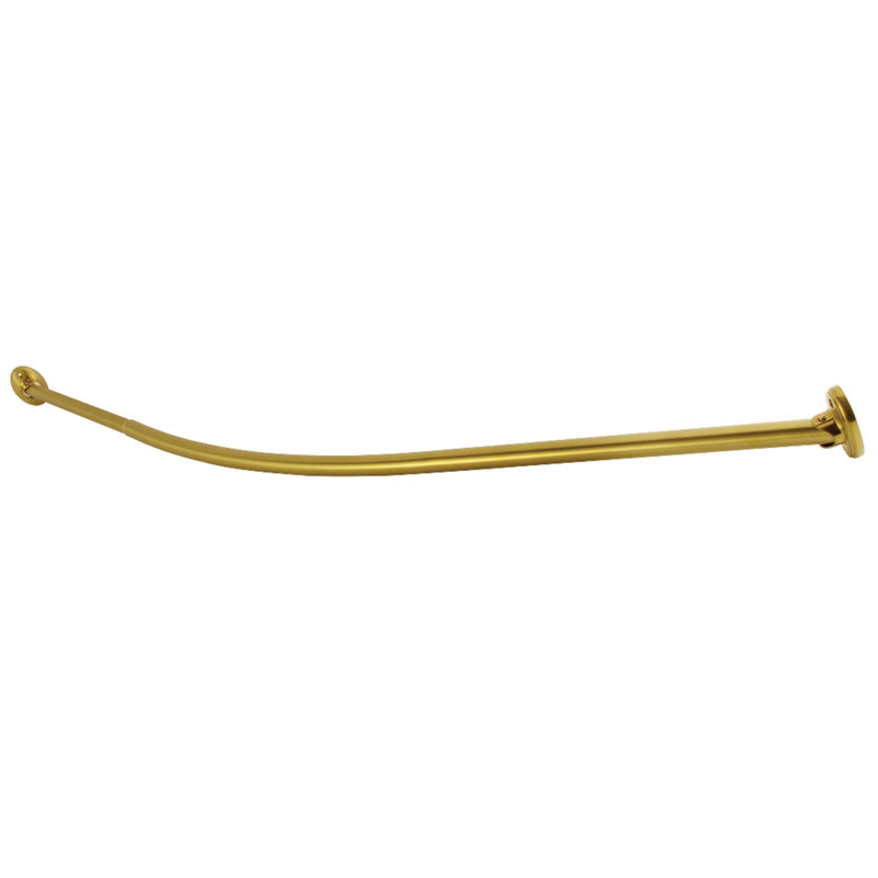 Kingston Brass Edenscape 72-Inch Stainless Steel Single Curved Shower Curtain Rod, Brushed Brass