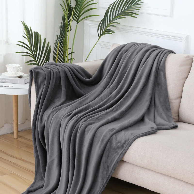 Carsonhill Reversible Mink Faux Fur Plush Fleece Throw/ Blanket, W130 x L150cm, Grey