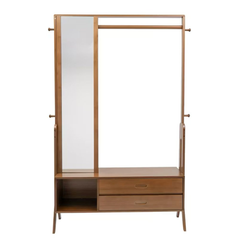 Arbre d'entrée multifonctionnel en bambou avec étagère à chaussures, rangement et banc - 40,55 x 12,99 x 66,54 pouces pour les entrées, les chambres à coucher, les salons et plus