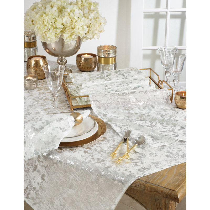Polson Foil Print Table Topper, Silver
