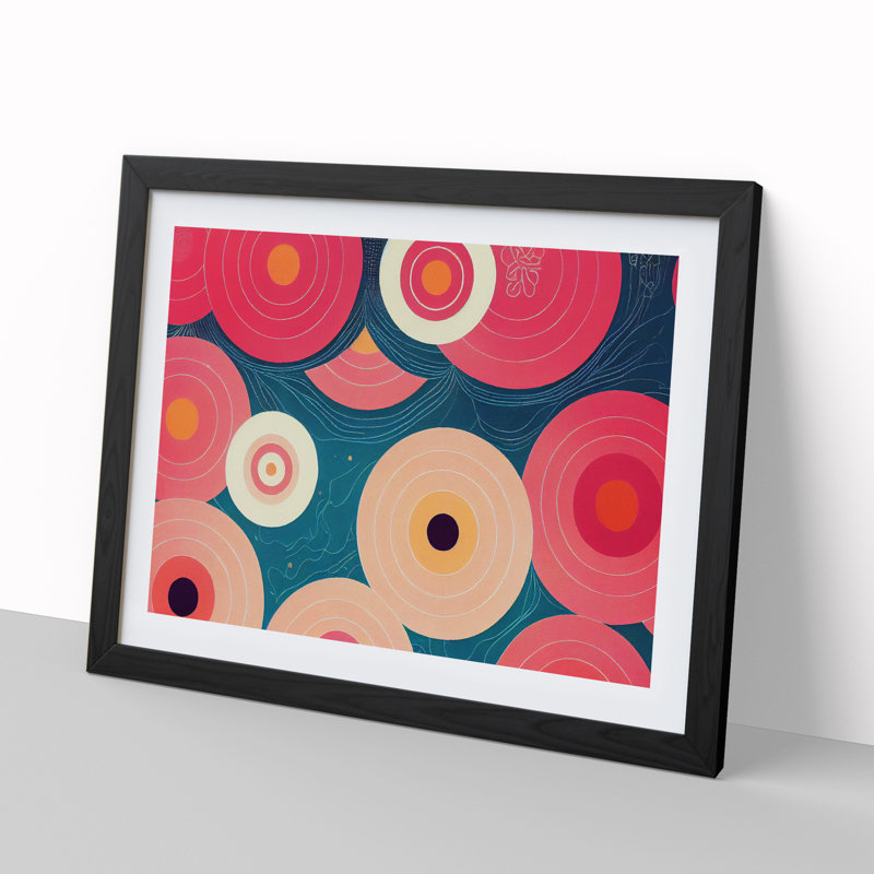 Bedazzled Abstract Flowers - Single Picture Frame Print, 46cm H x 64cm W x 2cm D, Black Framed