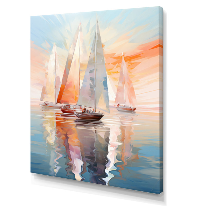 Minimalisme, voilier, rythme, art mural, H 20 po x l 12 po x P 1 po, Toile tendue