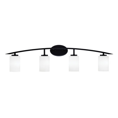 Kurve 4 Light Bath Bar With 4" White Muslin Glass