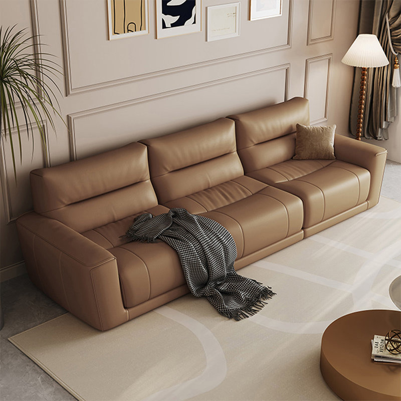 Coffee Genuine Leather Modular Sofa cushion couch