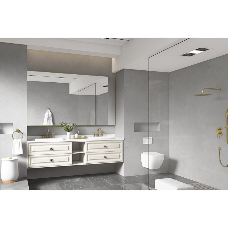 72 po L 48 po H Miroir de salle de bain - cadre en métal, non, rouille