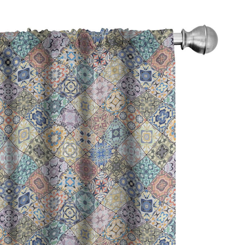 Patchwork Semi-Sheer Rod Pocket Curtain Panels, 28" x 63"