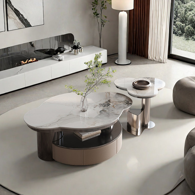 Ensemble de tables basses Luxury-Style Modern, Blanc/Noir