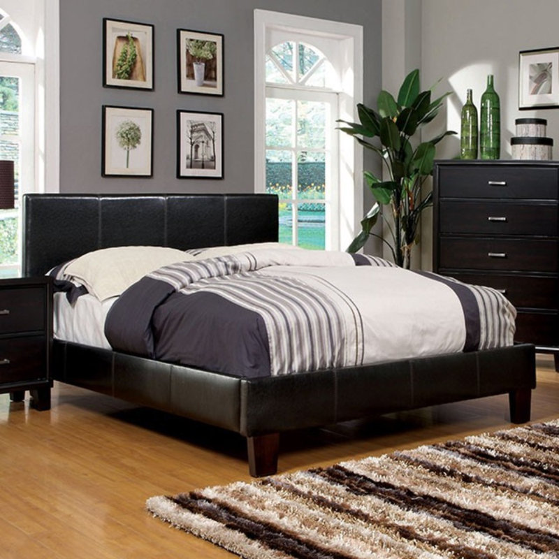 Vegan Leather Bed, Espresso, California King