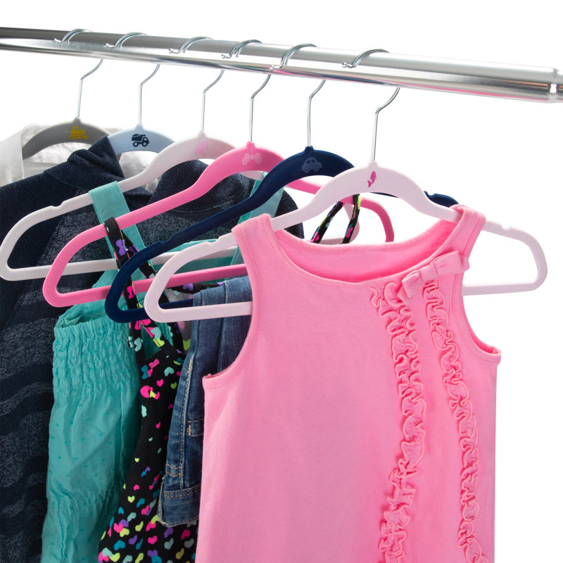White Velvet Non-Slip Kids Hangers, Set of 25
