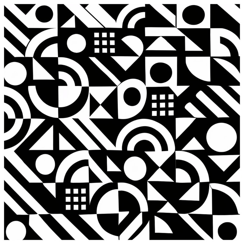 Édredon noir et blanc à motif géométrique, Grand lit