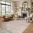 Striped Texture Linen Beige Indoor High-Low Area Rug-999393062