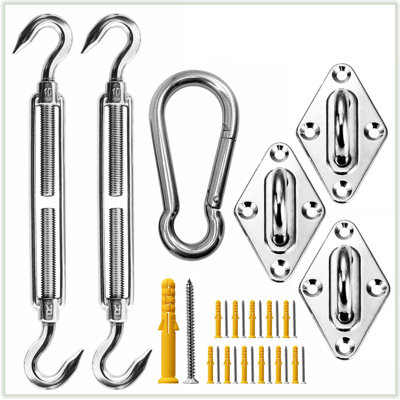 ColourTree 10 Inch Hardware Kit for Triangle Sun Shade Sail Canopy, 316 Military-Grade Stainless Steel