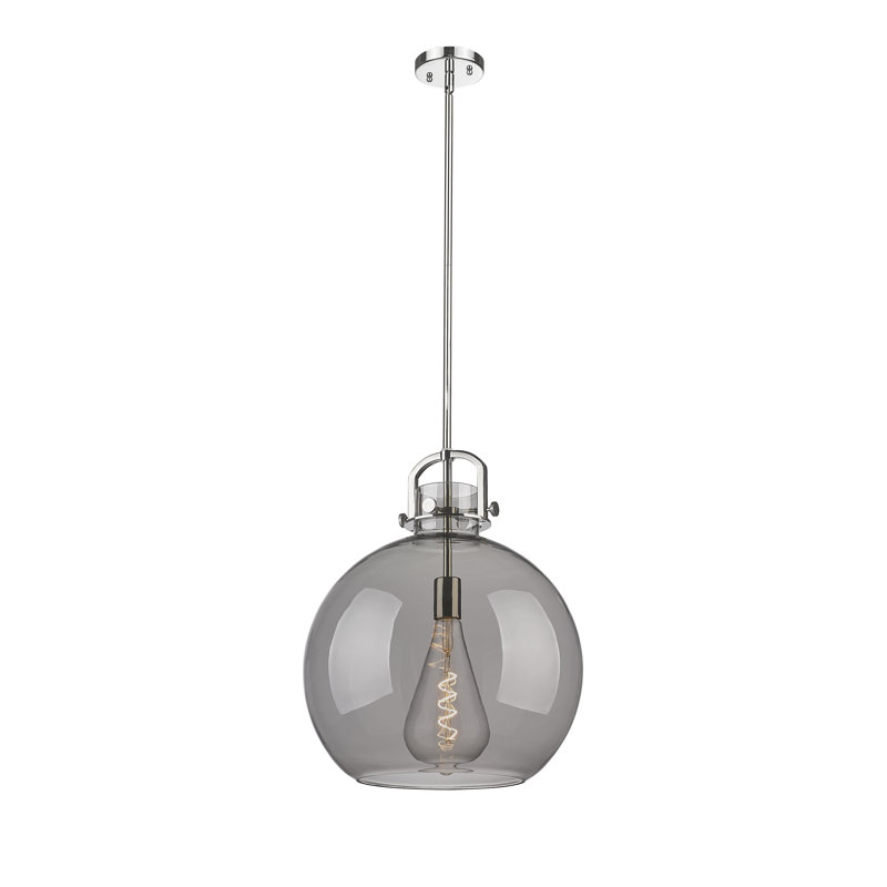 Luminaire suspendu à 1 tige Sligo, Plaqué couleur fumée, H 19,5 po x l 16 po x P 16 po, Nickel poli