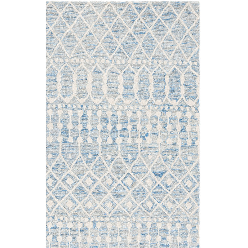 Tapis bleu / ivoire en laine touffetée Kimber Southwestern, Rectangle 3 pi x 5 pi