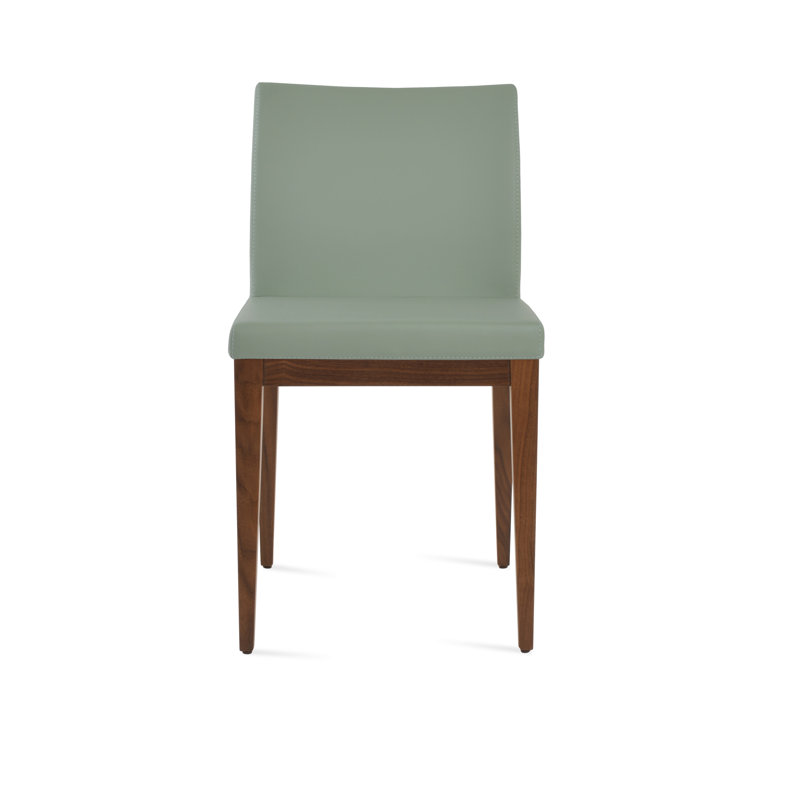 Aria Wood Dining Chair, Black PPM Faux Leather, Walnut