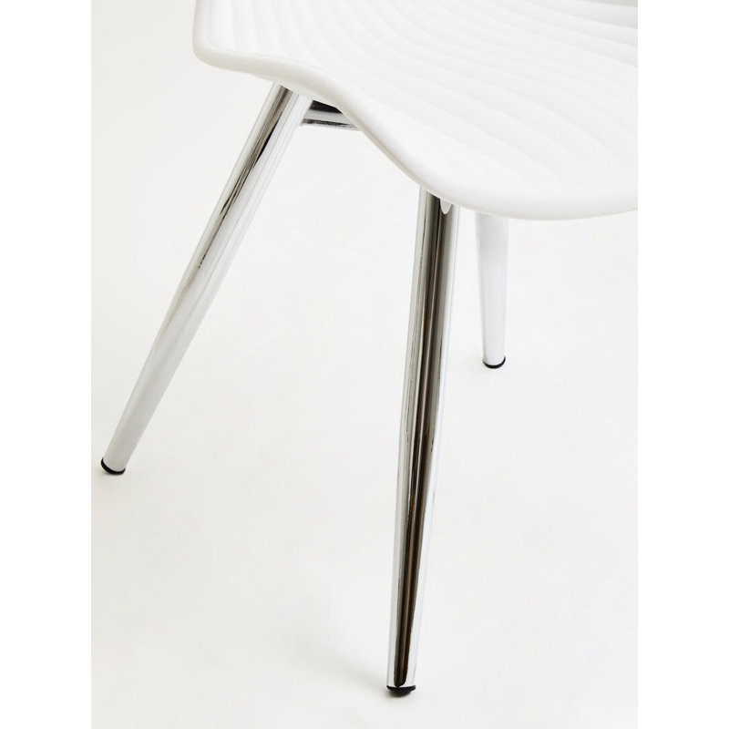 Side Chair in White, Silver