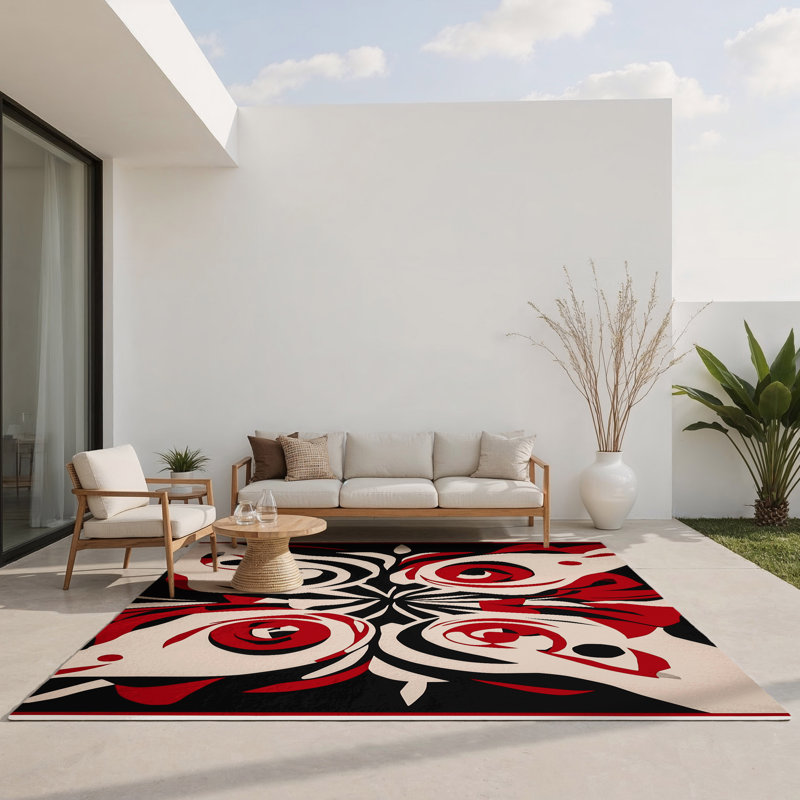 Tapis intérieur et extérieur Sinister Whirl, Rectangle 1 pi 6 po x 2 pi 6 po