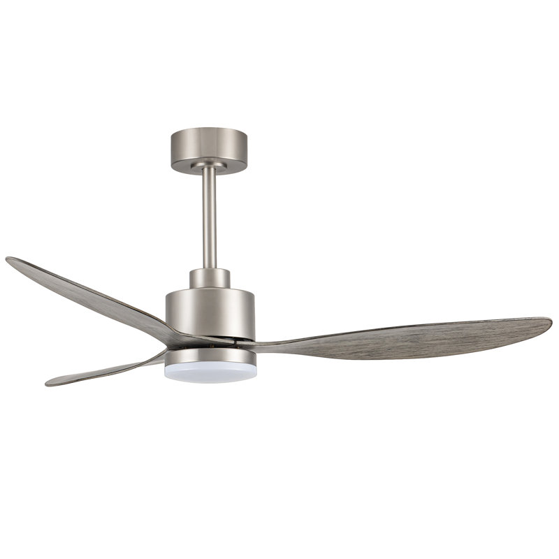 Loritta 3-Blade Ceiling Fan with Light, 52" Wide, Brushed Nickel with Dark Wood Blades