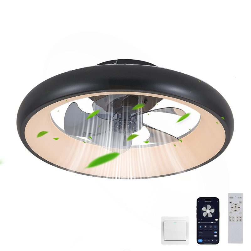 20" Black LED Ceiling Fan Light – Dimmable & Adjustable Color Temperature