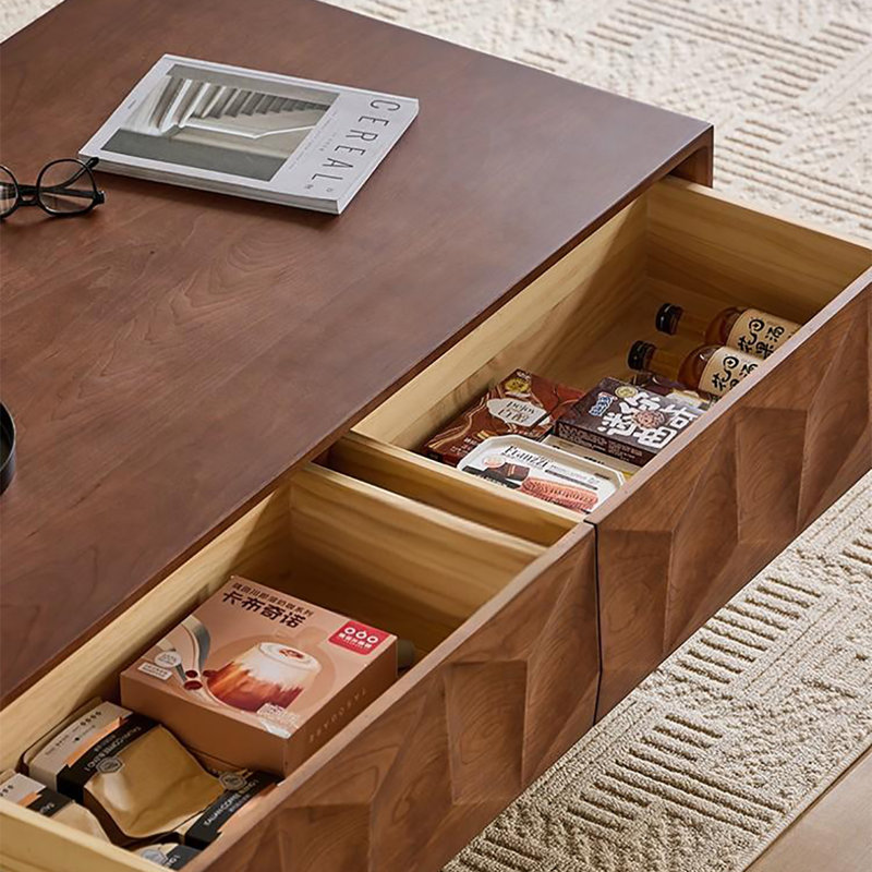 Table basse rectangulaire sculptée de style rétro, H 17,7 po x L 51,2 po x l 27,65 po