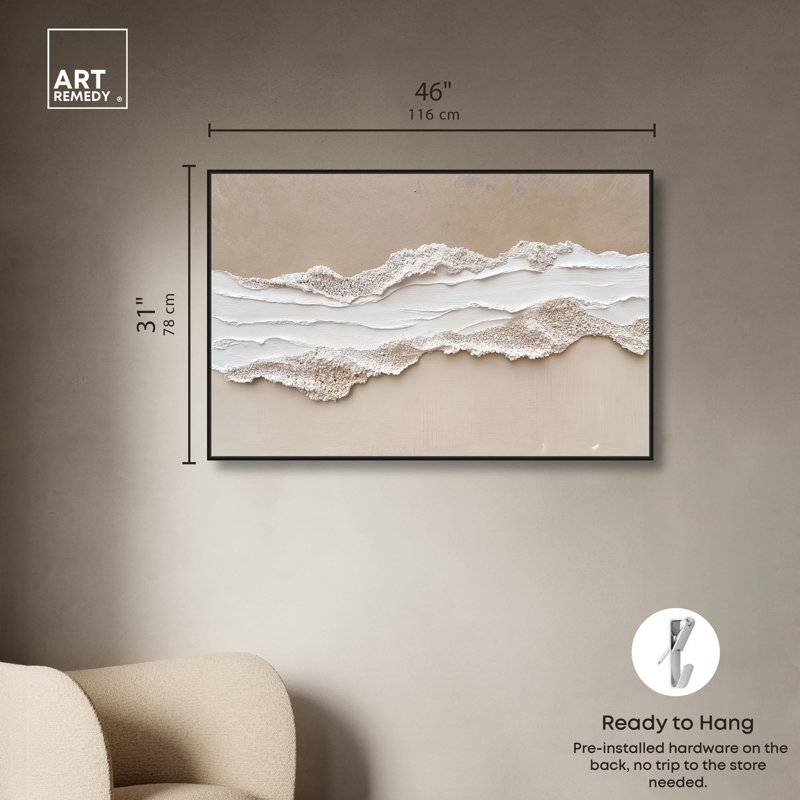 Toile texturée «Sea I» par Art Remedy, H 31 po x l 46 po, Cadre flottant, Noir