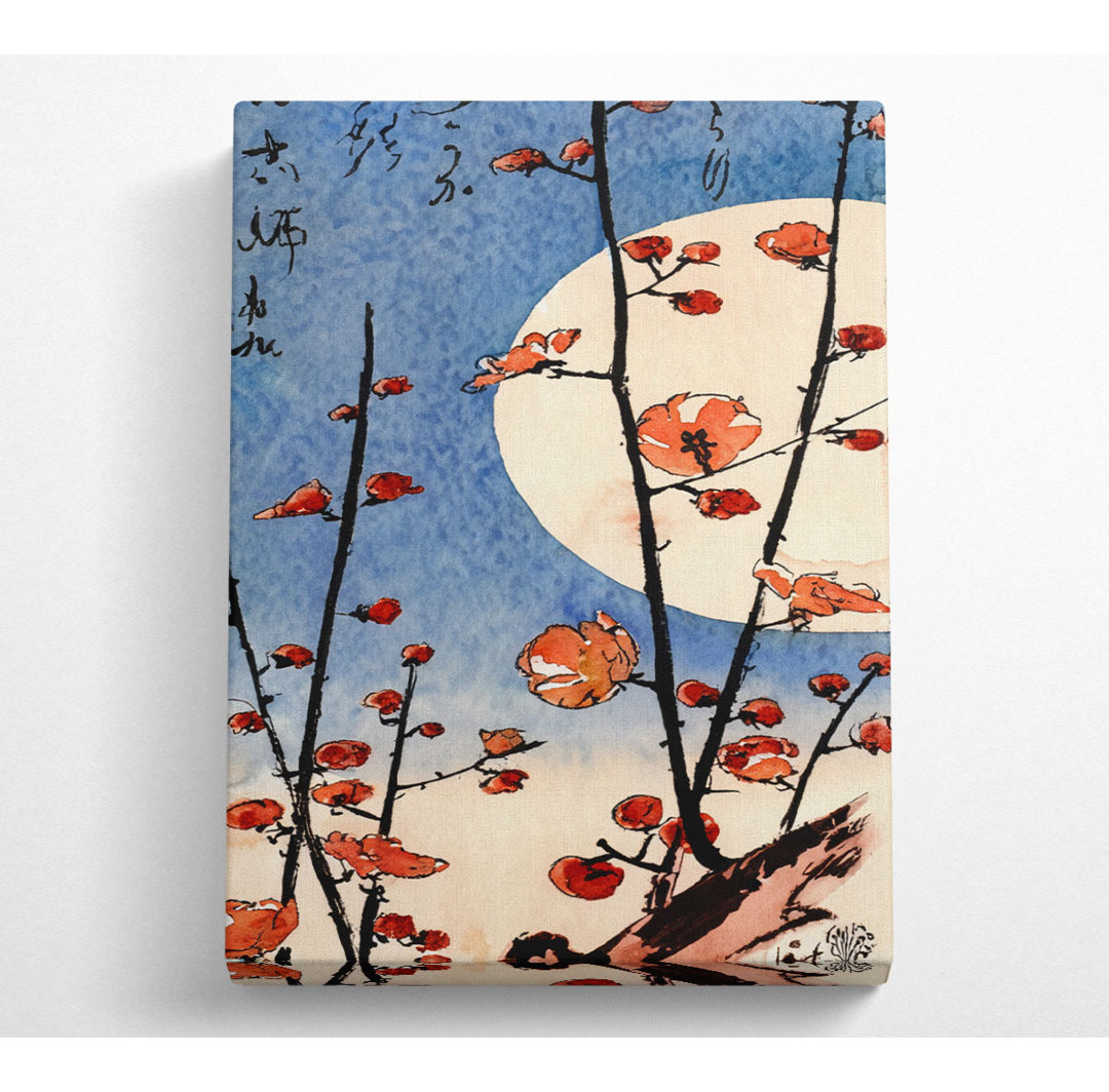 Hiroshige Blühender Pflaumenbaum mit Vollmond - Kunstdrucke auf Leinwand