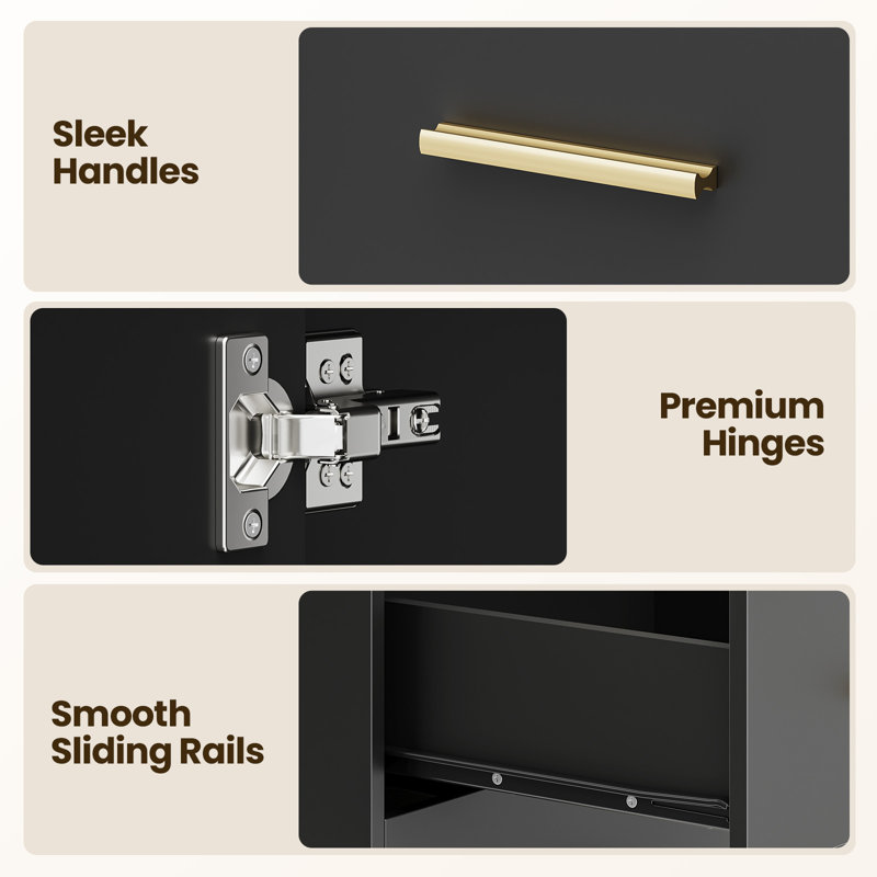 All-in-one Salon Station with Drawers and Storage Cabinets, Freestanding Salon Cabinet with Hair Dryer Holders for Professional Salon, Spa and Home
