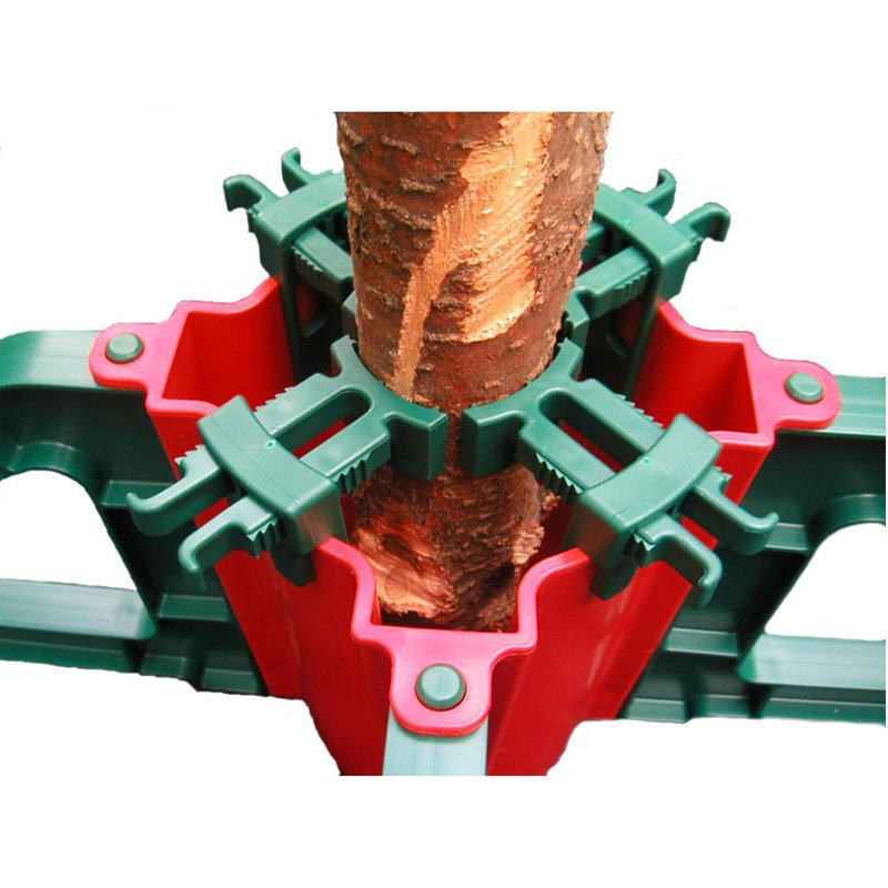 Green and Red Plastic Christmas Tree Stand with Clamping System