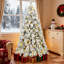  Arbre de Noël enneigé artificiel pré-éclairé avec branches en PVC, lumières, aiguilles de pin, décor des Fêtes-706235345