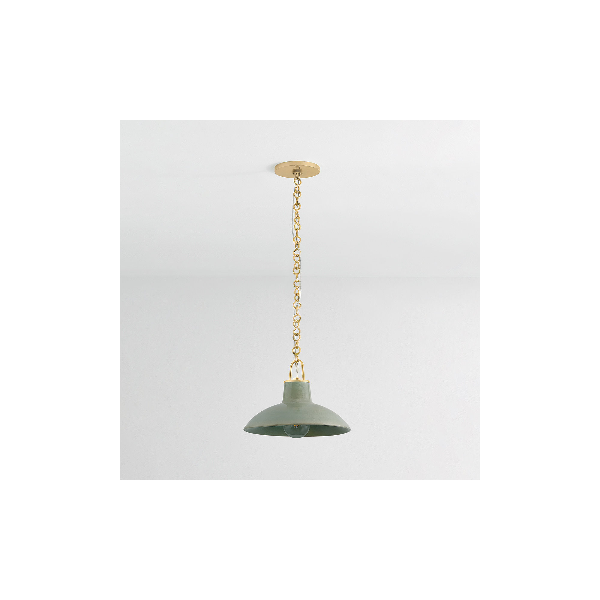 POTTERSVILLE Pendant, 10" H x 12.5" W x 12.5" D, Brass, Teal