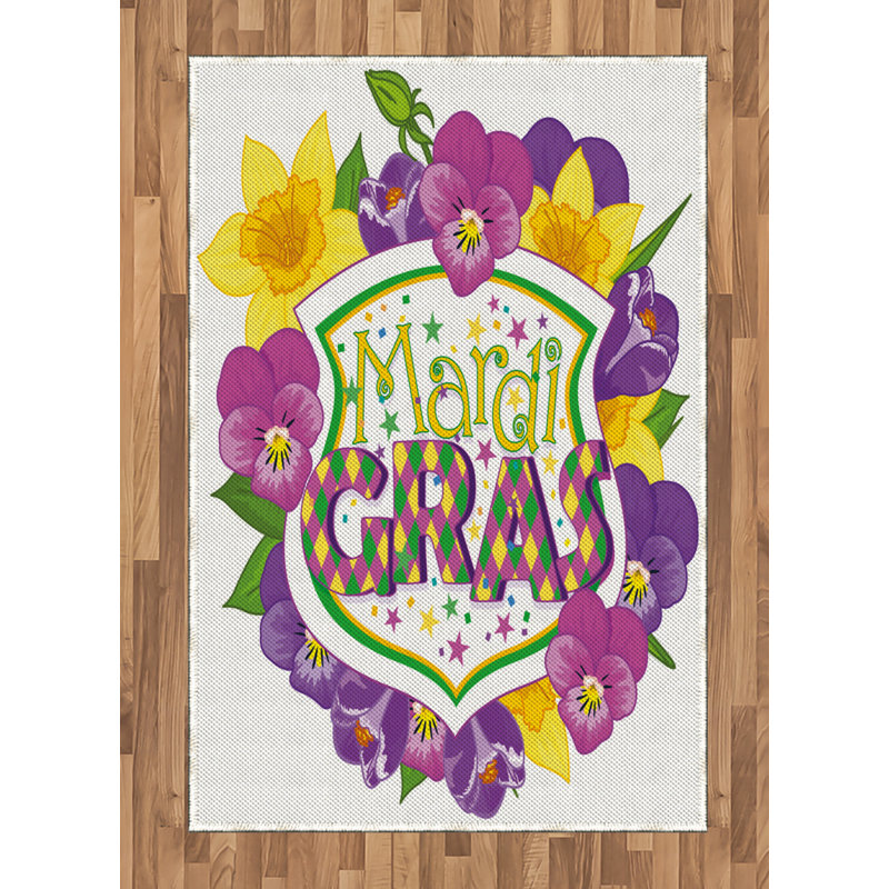 Mardi Gras High Density Long Fiber Poly Threads Decorative Area Rug Carpet, Rectangle 4' x 5'8"