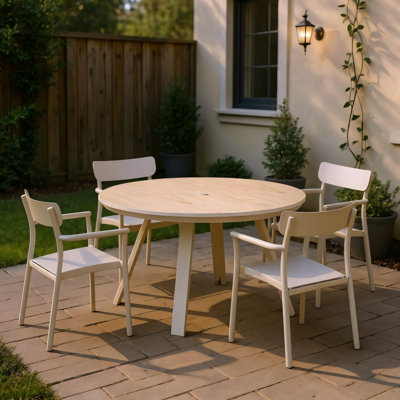 Ensemble repas rond en aluminium pour patio 5 pièces Schipper