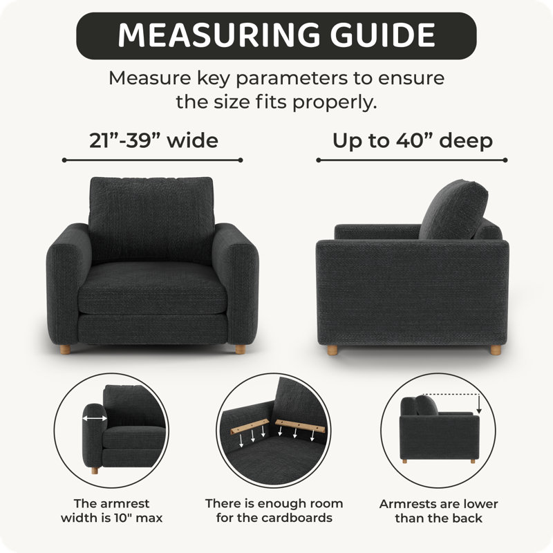 Housse extensible pour fauteuil - Durable et élégant - Collection Printed, Gris mousse