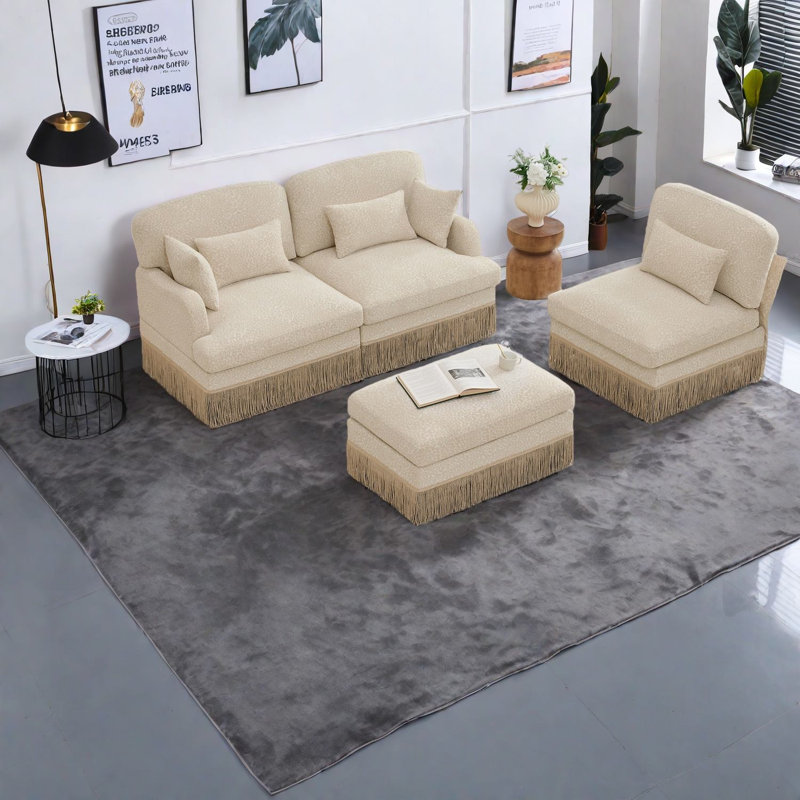 Canapés modulaires à assise profonde, salon moderne en chenille 100,3 po