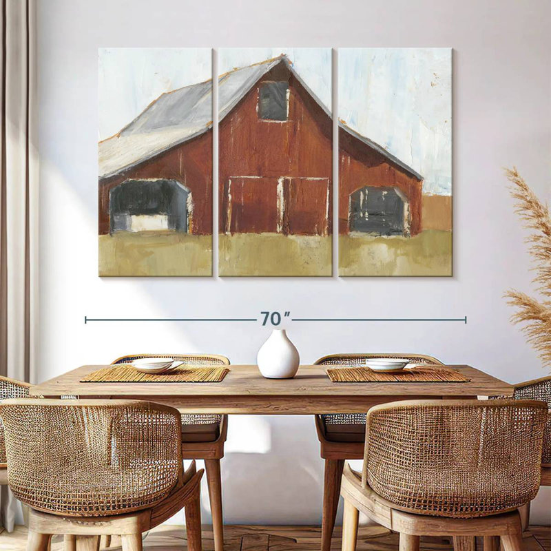 Lilie Rustic Red Barn I, 32" H x 50" W