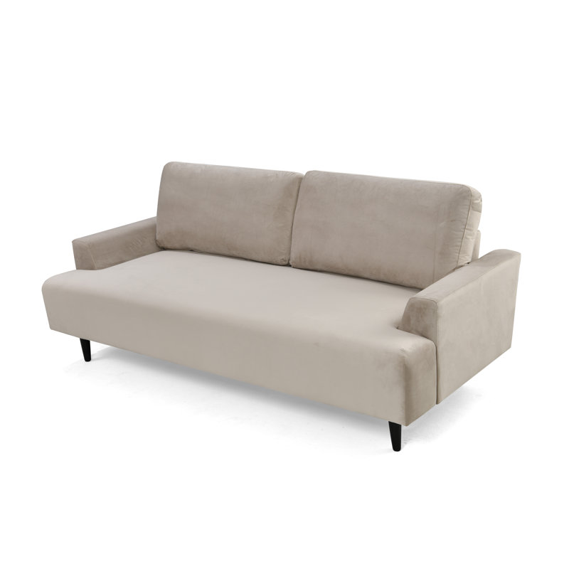 Akeam 3 Seater Velvet Sofa, Light Beige