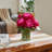 Moreell 12" Artificial Peony Floral Arrangement In Clear Glass Vase With Realistic Acrylic Water, 10 Lifelike Silk Blooms (7 Large & 2 Buds) For Table Centerpiece, Modern Home Office Decor-376728454