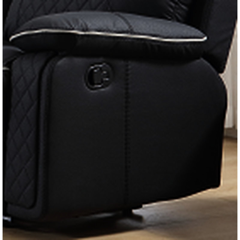 3 canapé noir avec fonction d'inclinaison - Similicuir luxueux et revêtement confortable inclinable pour une utilisation durable