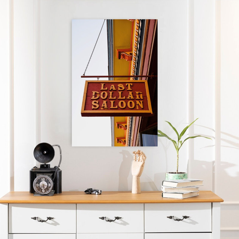 Last Dollar Saloon Bold Classic Retro Architecture Mountain Wall Art Print 1 Piece Wrapped Canvas Wall Art