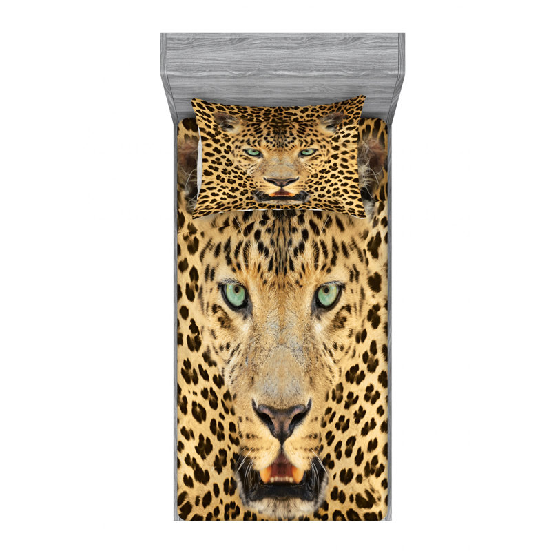 Twin Brown Leopard Print Microfiber Sheet Set