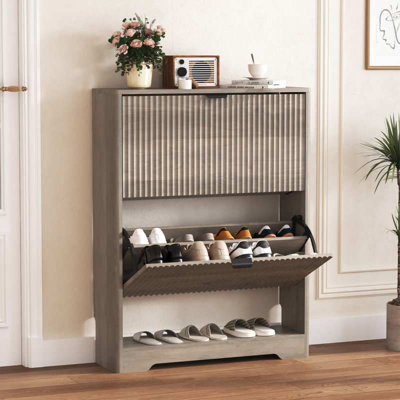 Armoire à chaussures 2 portes Wavy, Gris