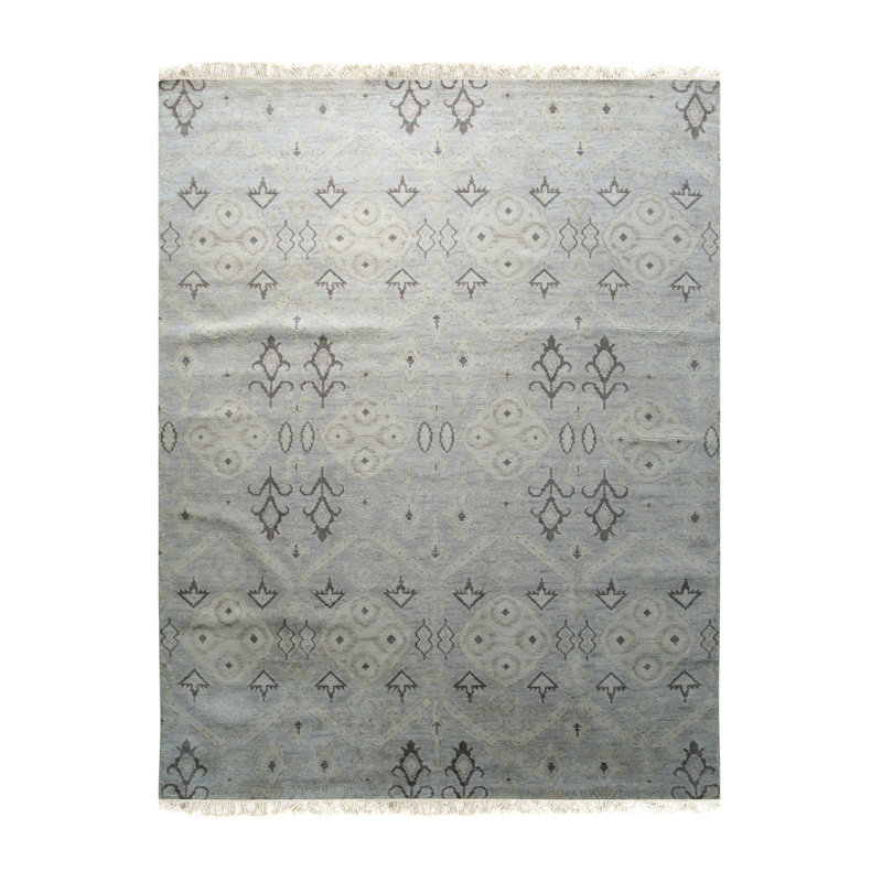 Stylish & Durable Fionnuala Hand-Knotted Classic Traditional Wool Indoor Grey Rectangular Area Rugs