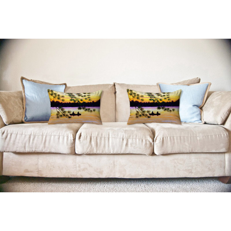 Coussin intérieur / extérieur Sunset Fishing, 16 po x 20 po