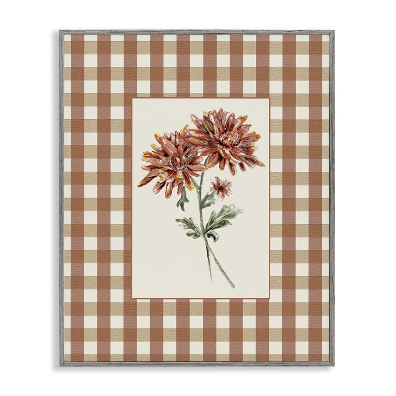 «Neutral Plaid Mums», estampe numérique de Lisa Wehmeyer, Estampe numérique Farmhouse, H 20 po x l 16 po