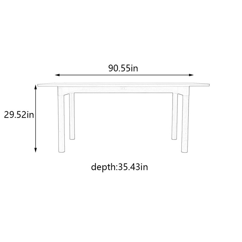 Solid wood simple rectangular dining table, 29.52"H x 90.55"L x 35.43"W, Light Brown